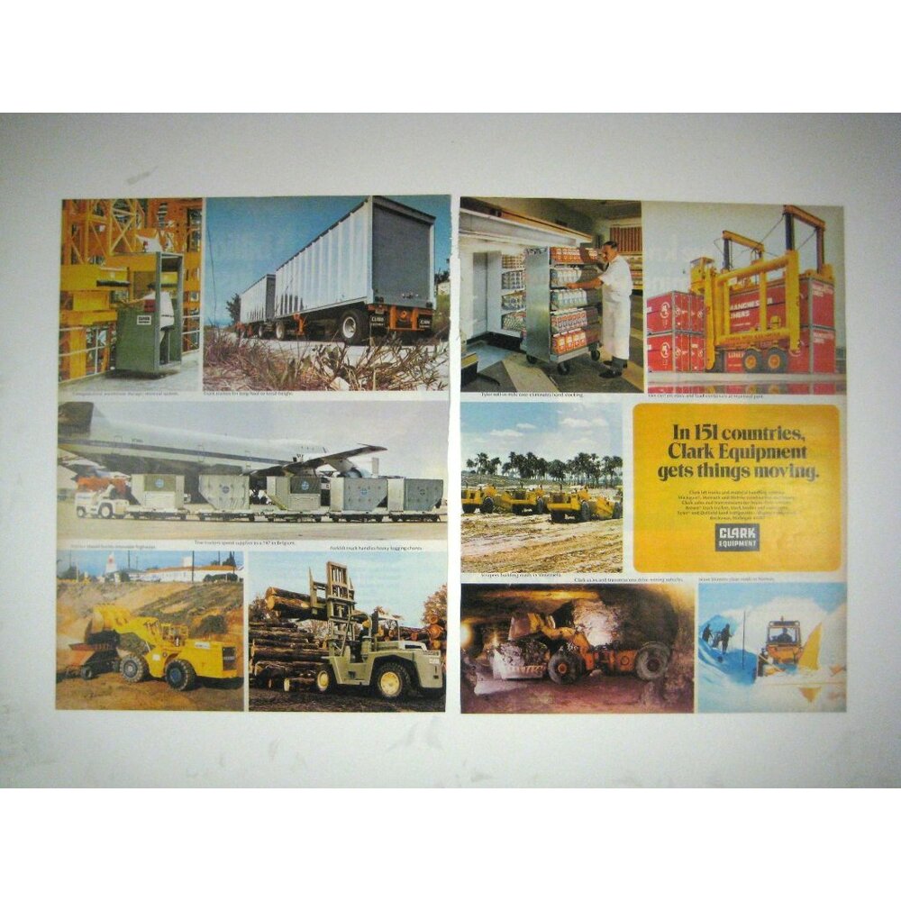 Clark Equipment Countries Advertising 1971 2 page Print Ad